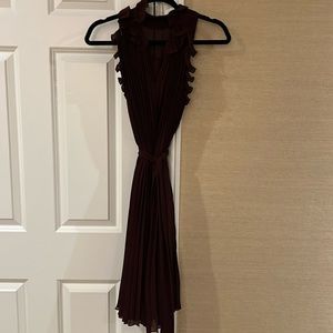 Ann Taylor XXS pleated chiffon dress with belt eggplant color never worn
